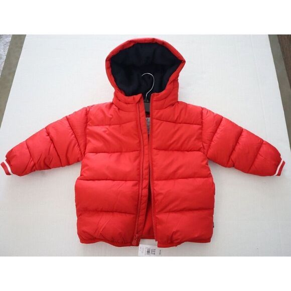 Baby Gap Toddler Sz 2T Modern Red ColdControl Fleece Lined Puffer Jacket - Picture 3 of 8